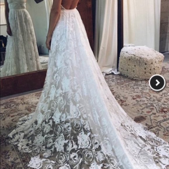 Size 4 white boho wedding dress lace - Picture 2 of 11